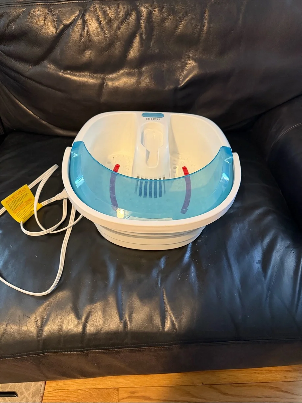 Homedics Kids Foot Spa Basin in White with Light Blue and Red Accents